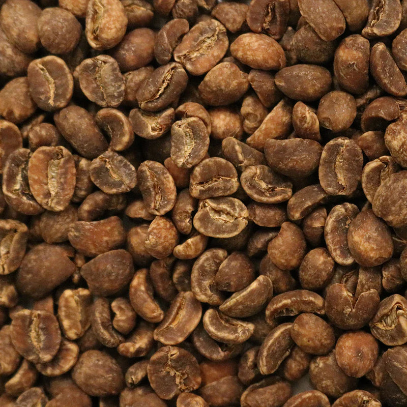 “Organic Maya Royal Select MWP decaf coffee beans – Fair Trade USA certified Honduran green coffee before roasting.
