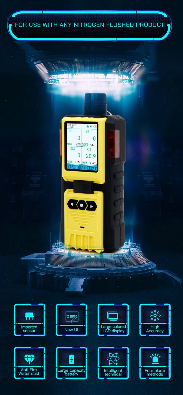 An image of K-600 Portable Single-Gas Detector with Built-in Pump Showing its features