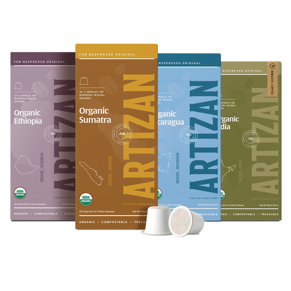 Around the World Coffee Flight | Organic Nespresso Pods | Artizan