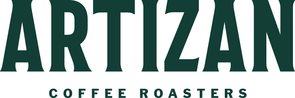 Artizan Coffee Roasters logo with bold green text on a transparent background.