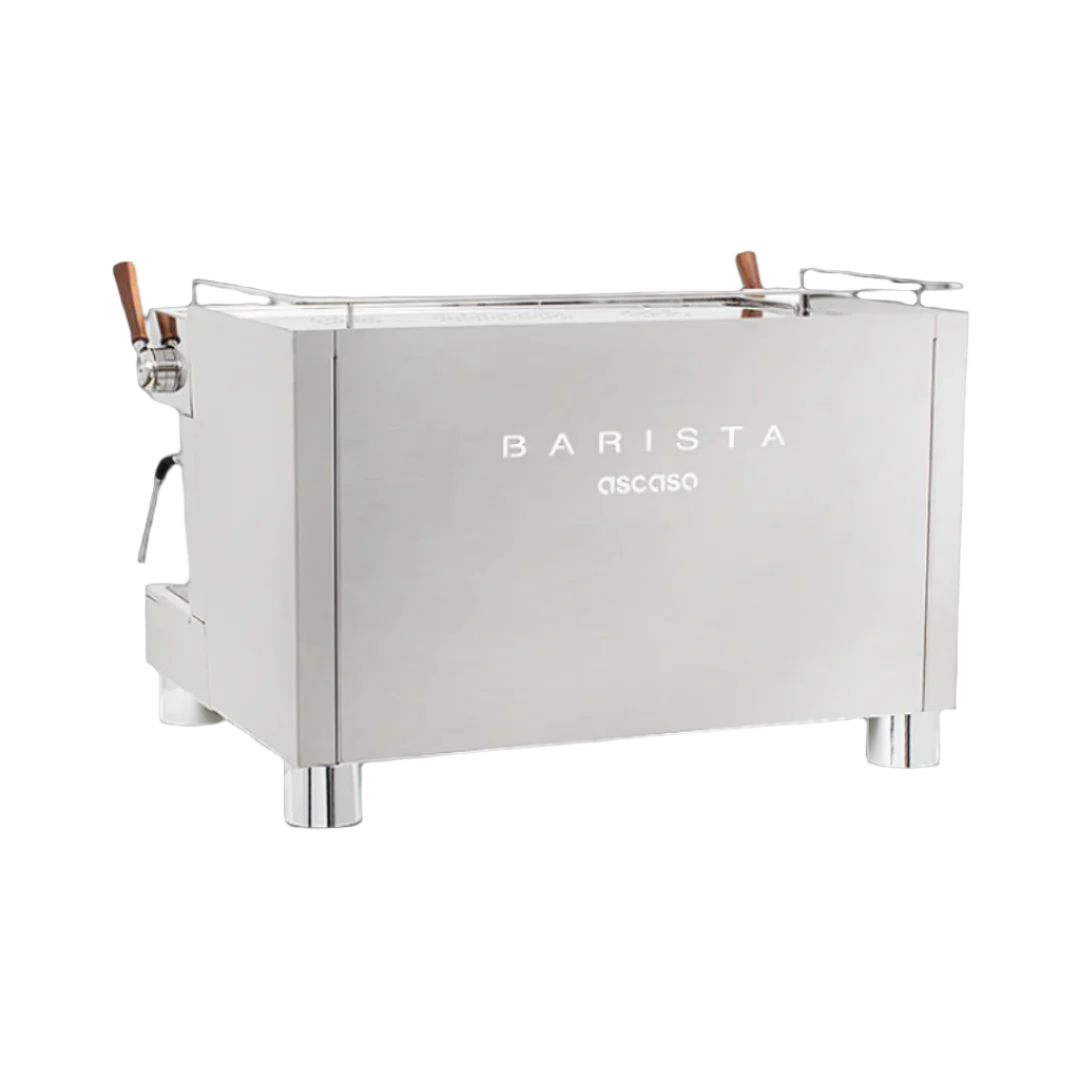 Inox Variant of Ascaso Barista T Plus Automatic 2 Group Espresso Machine back view