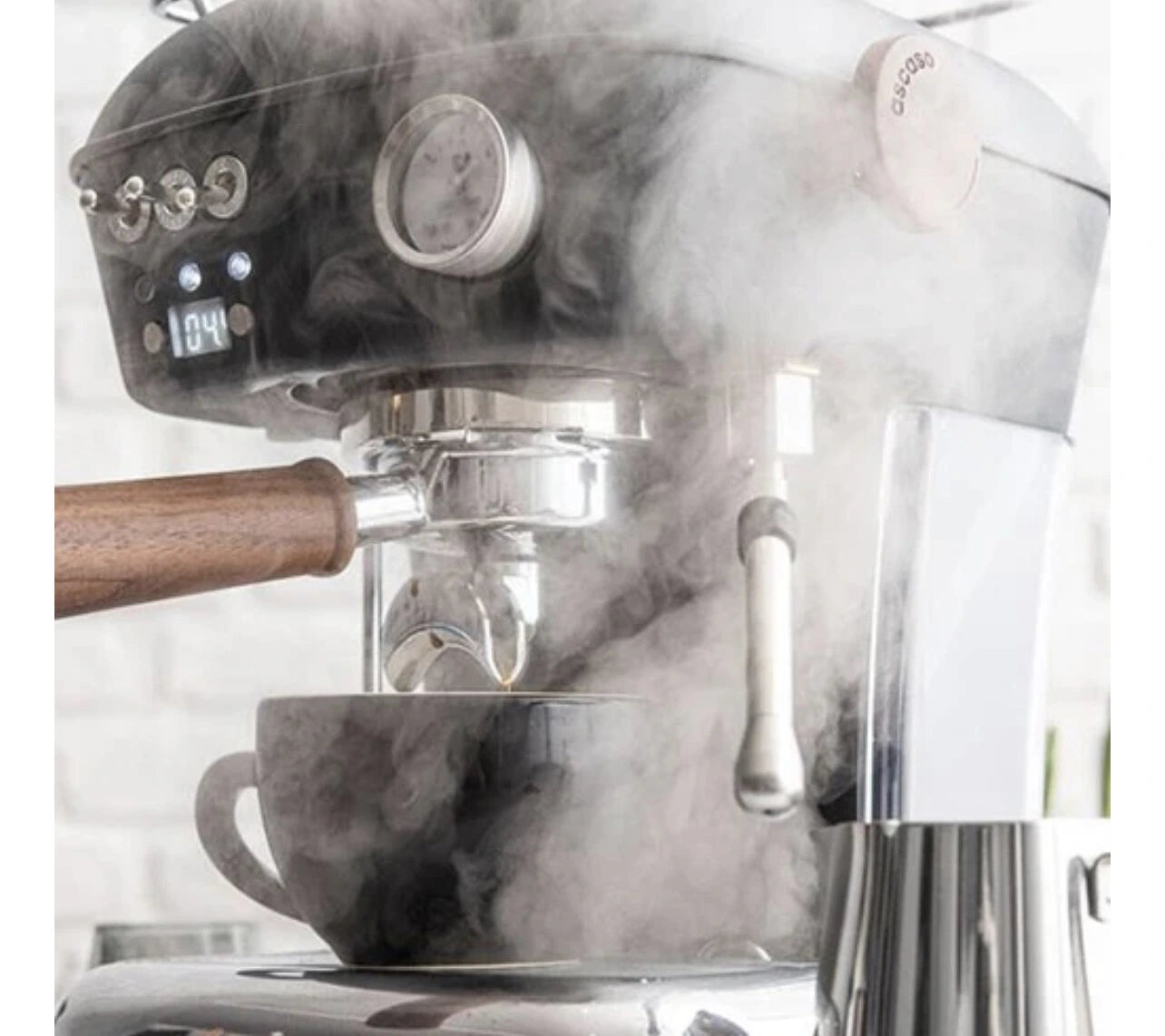 Image with a smoke all over the Anthracite Variant Ascaso Dream PID Espresso Machine