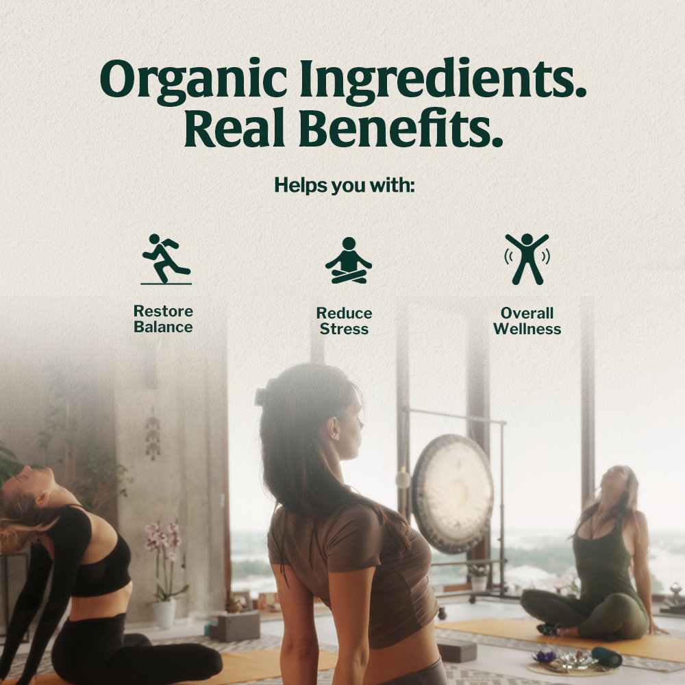 A wellness-focused image featuring individuals practicing yoga in a serene setting, highlighting the benefits of organic ingredients.