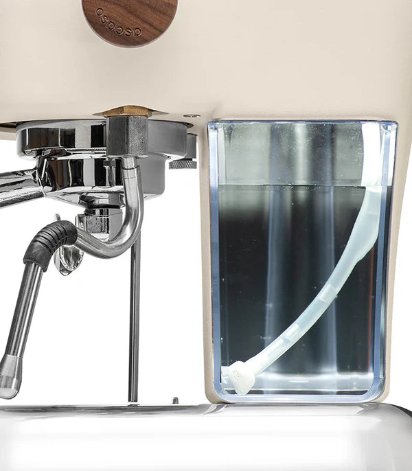 Close look of the Water Reservoir of Cream Ascaso Dream PID Espresso Machine