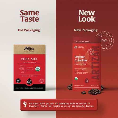 Organic Cuba Mia Espresso ESE Coffee Pods, Dark Roast - 18 Pods