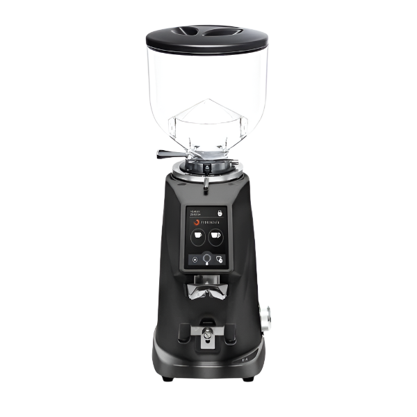 A front Image of a black variant Fiorenzato F4 EVO On Demand Espresso Grinder