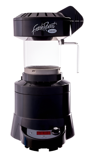 Fresh Roast SR540 coffee roaster with glass roasting chamber and digital control knob for home coffee roasting