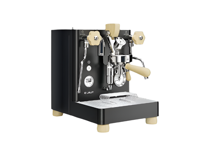 Angled Front image of Black Variant Lelit Bianca DB Espresso Machine V3
