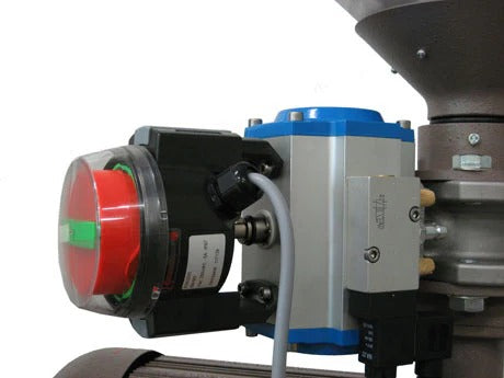 Mahlkönig DK15 Industrial Coffee Grinder detail – close-up of control and safety mechanism with indicator light.