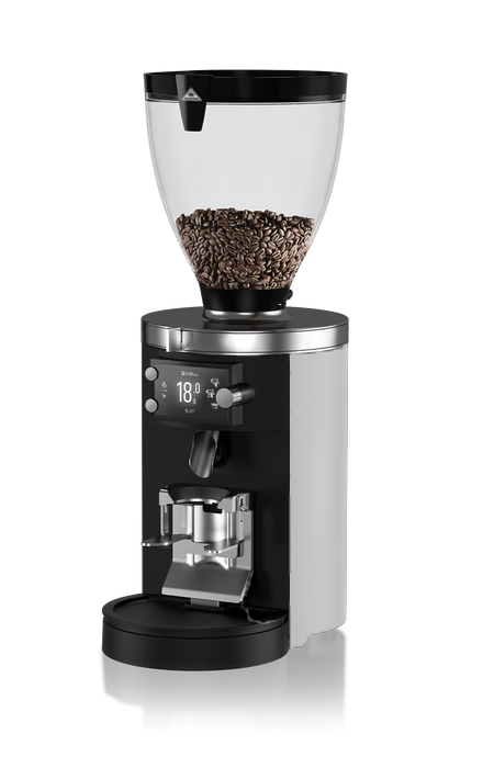 Front image of white variant Mahlkonig E80S GBW Espresso Grinder