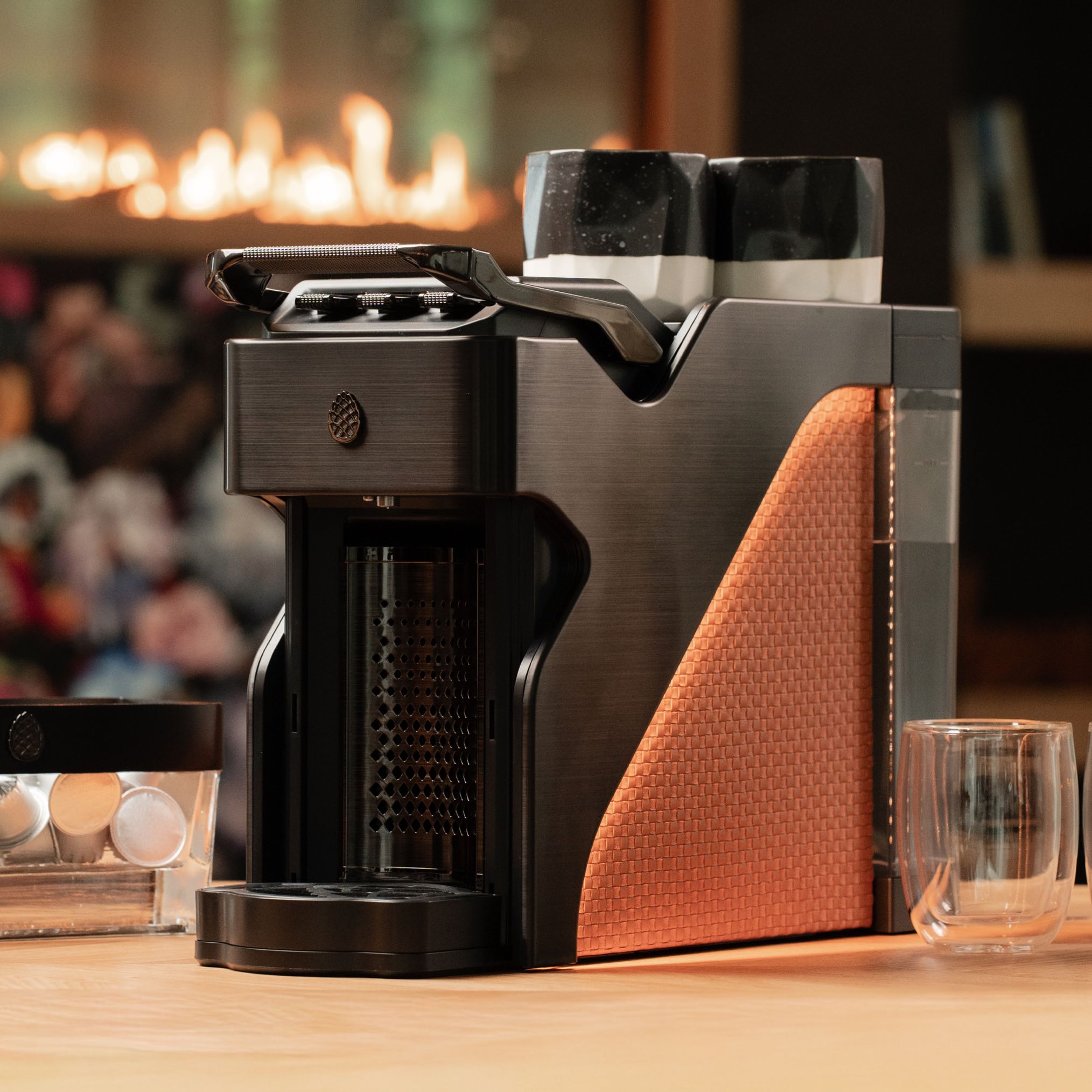 Milton Coffee Line1 Nespresso Compatible Brewer - Brushed Nickel & Saddle
