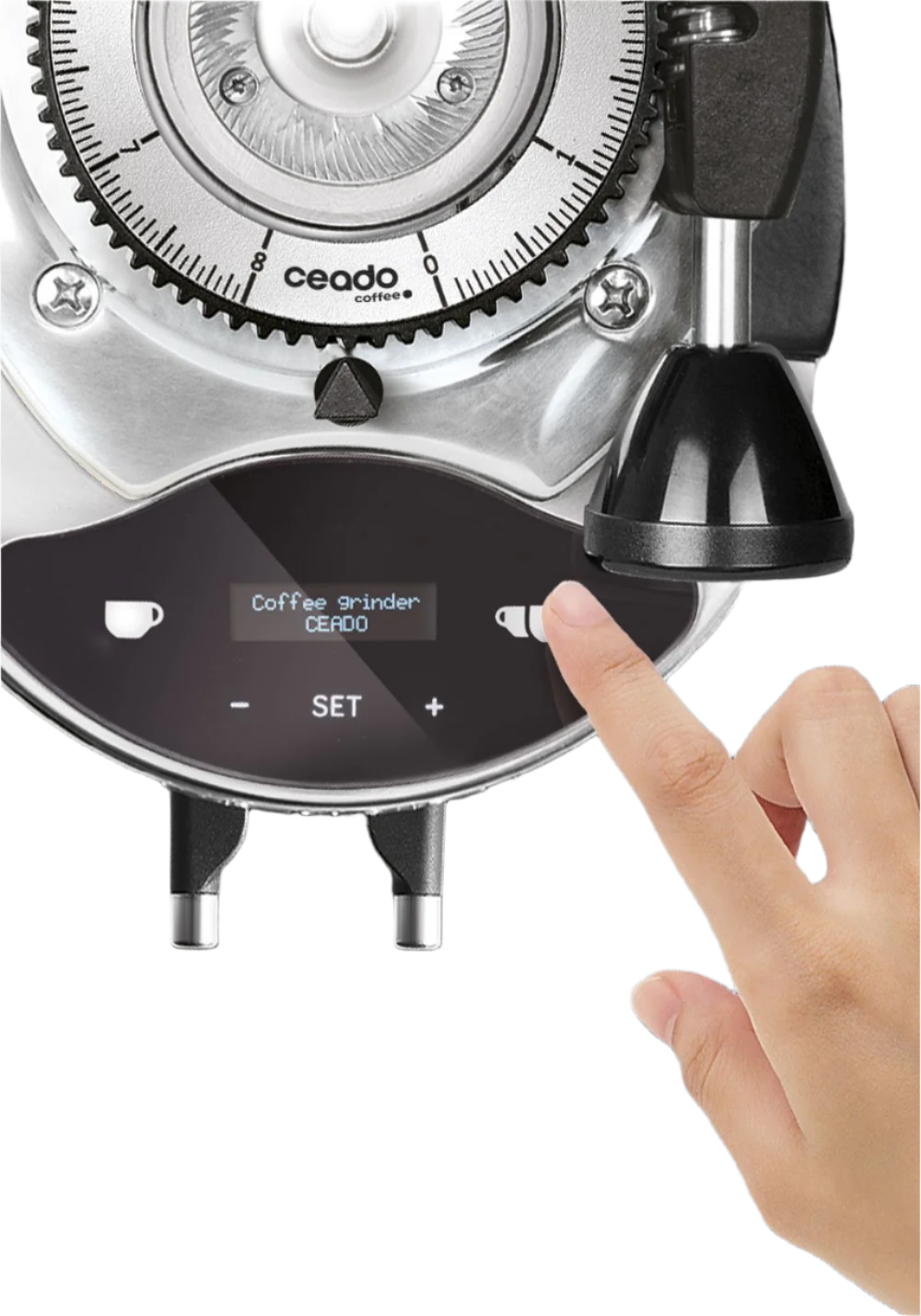 A closer look of Ceado E37S On Demand Grinder on its control panel