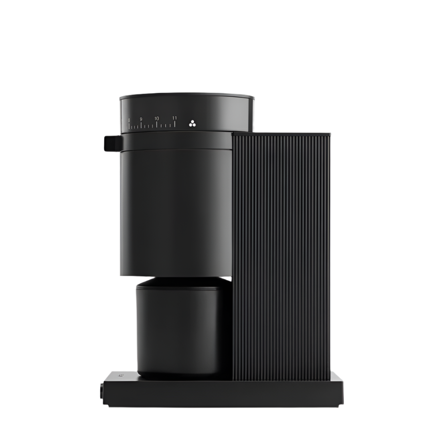 Full left side image of black variant Opus Conical Burr Grinder