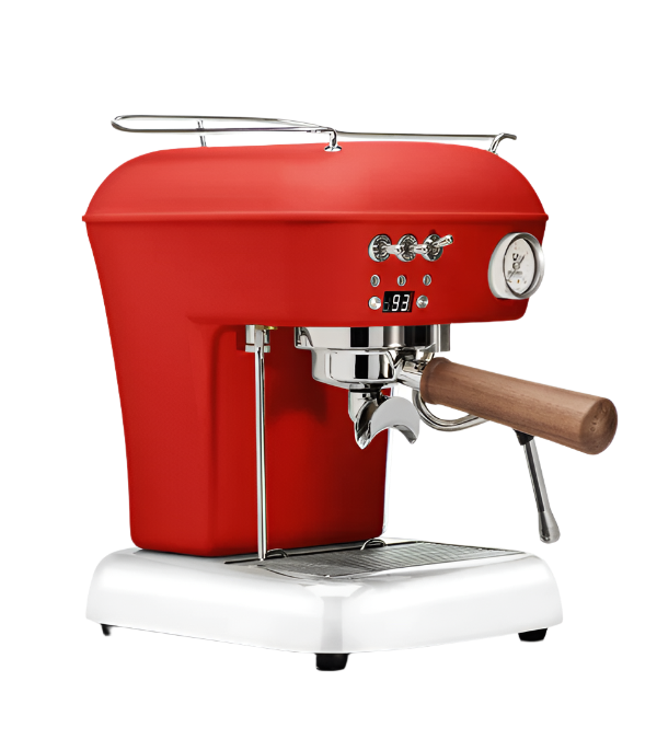 Right Angled Side view of Red Ascaso Dream PID Espresso Machine