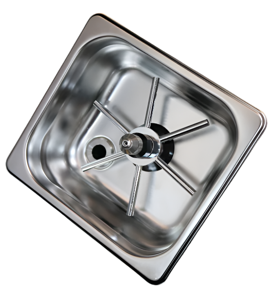 Another angle of the full unit view of Rhino Pitcher Rinser Square 150 mm Spinjet