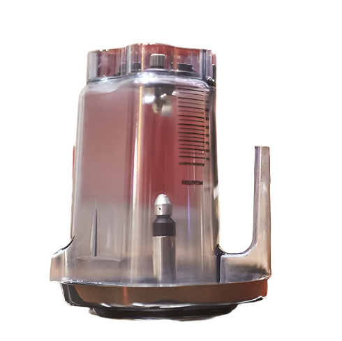 An image of a Blender jug placed on Rhino 300mm pitcher rinser with Spinjet spray and blender attachment for fast café cleaning.