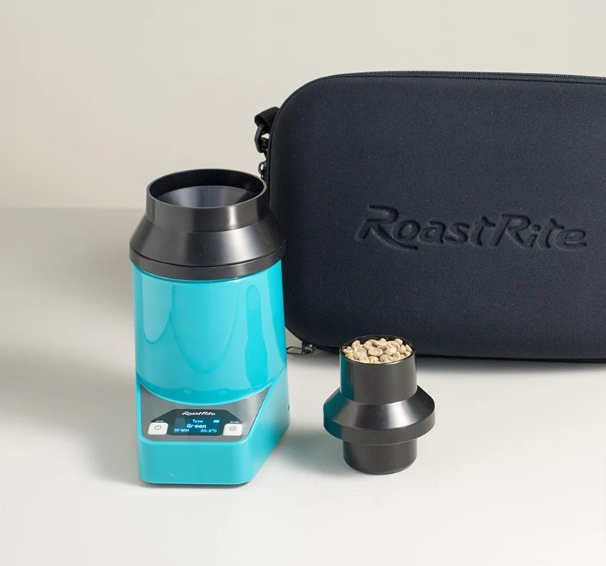 RoastRite RM-800 Coffee Analyzer – portable density and moisture testing tool for coffee quality control.