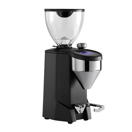 Angled front image of black variant Rocket Espresso Fausto Touch Espresso Grinder