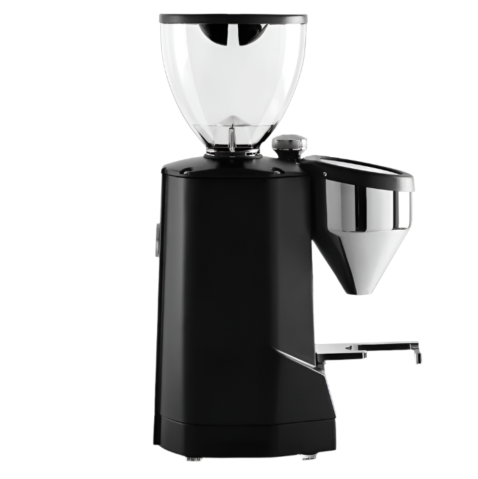 Full right side image of black variant Rocket Espresso Super Fausto Commercial Grinder