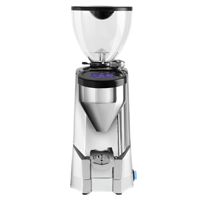 Front image of Chrome variant Rocket Espresso Super Fausto Commercial Grinder