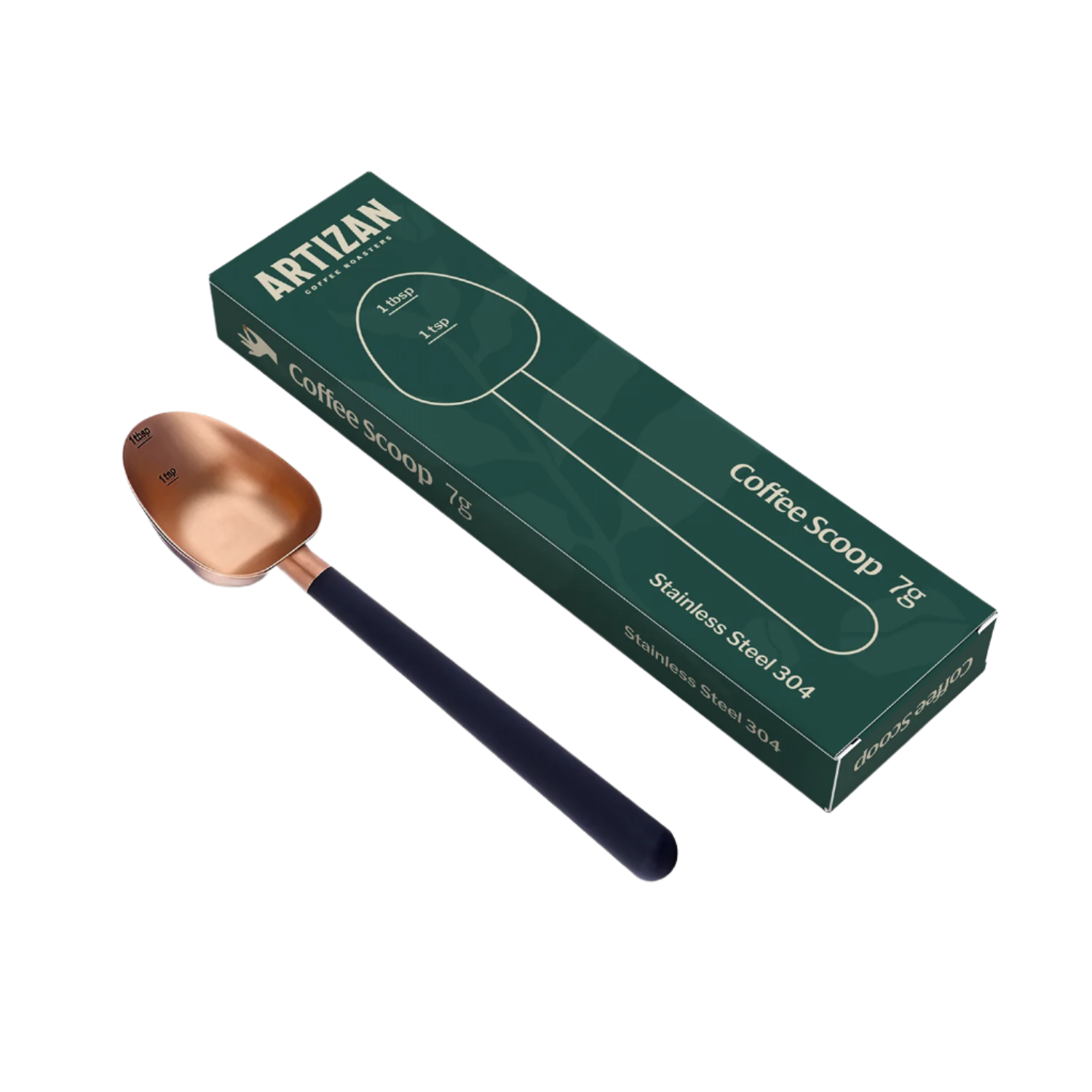 Rose gold 7g coffee measuring scoop with long handle for precision brewing