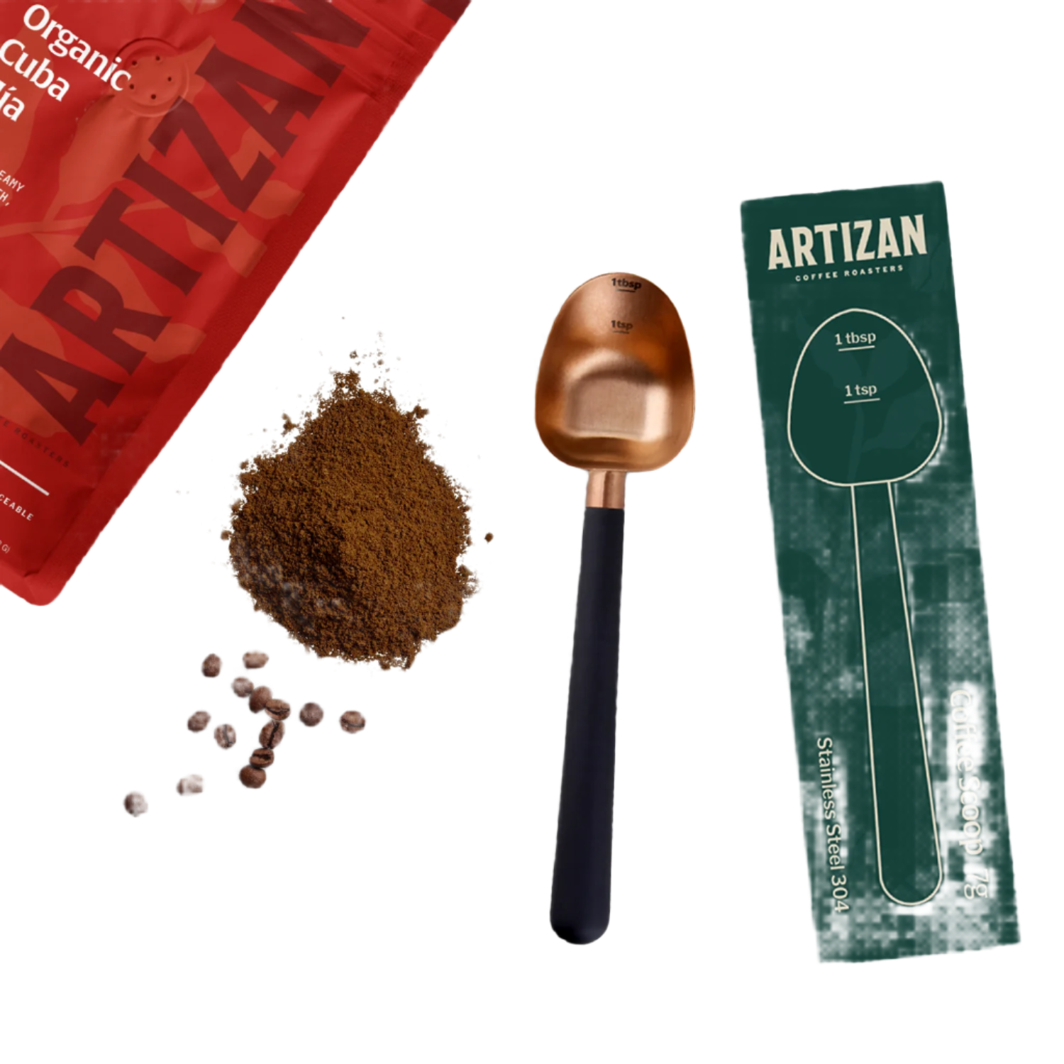 Close-up of rose gold long handle coffee spoon – 7g espresso measuring scoop