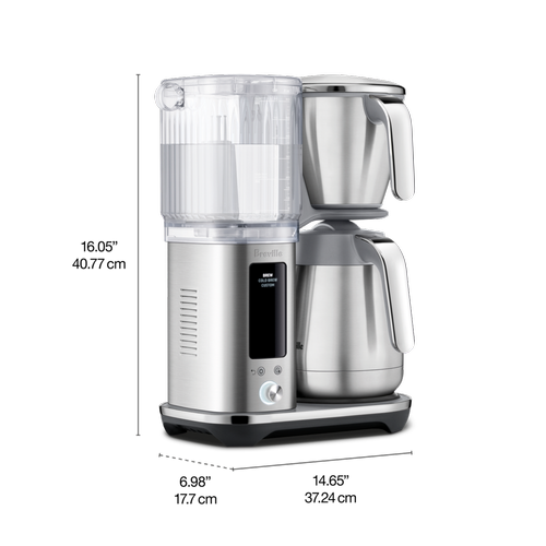 Angled right view of The Luxe Brewer™ Thermal show casing its dimensions