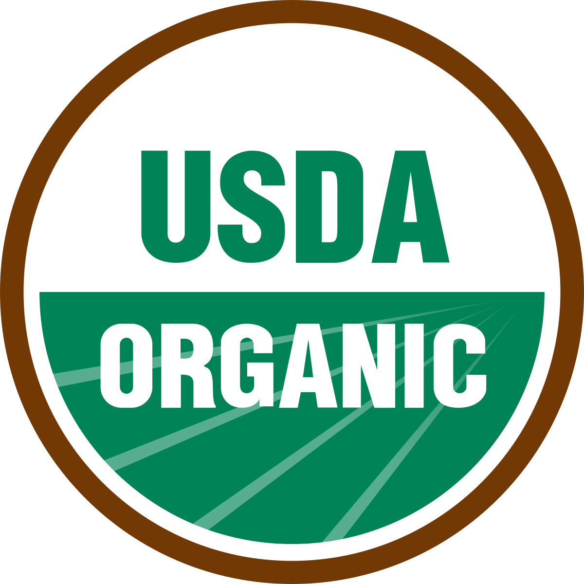USDA Organic certification seal in green and white, representing organic coffee grown without synthetic fertilizers or pesticides.