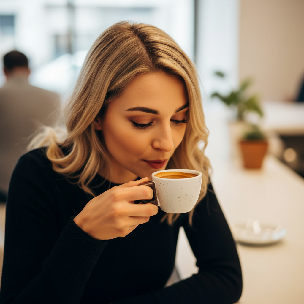 Handcrafted Ceramic Espresso Cup with Wooden Handles