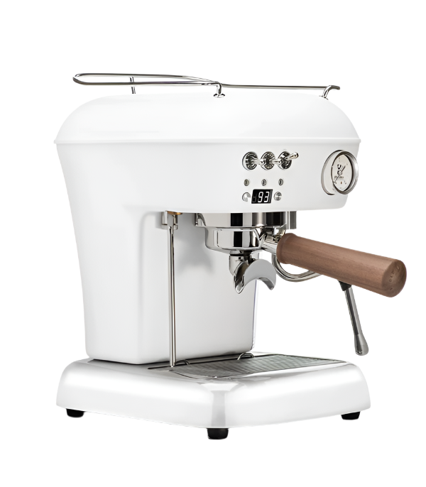 Angled Right View of White Ascaso Dream PID Espresso Machine