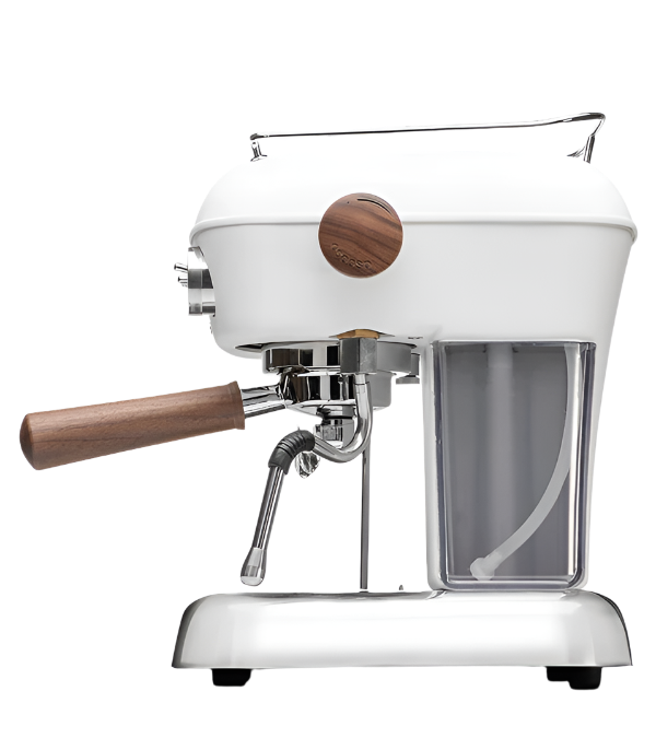 Left Side View of White Ascaso Dream PID Espresso Machine