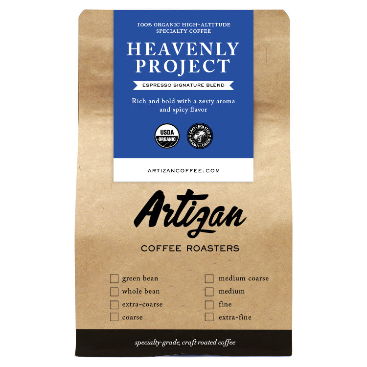 Image of Organic Heavenly Project Whole Bean and Ground Bag.