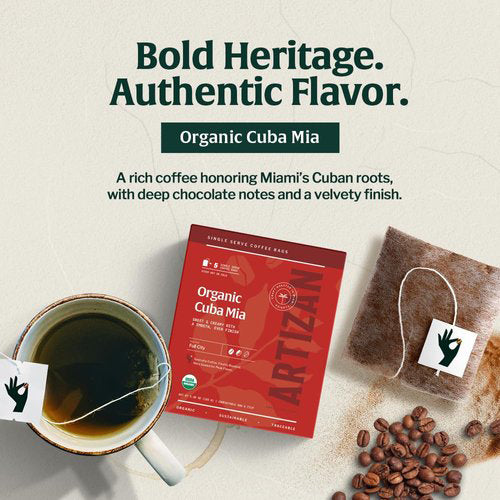 Cuba Mia single-origin specialty coffee singles 5-pack, detail view