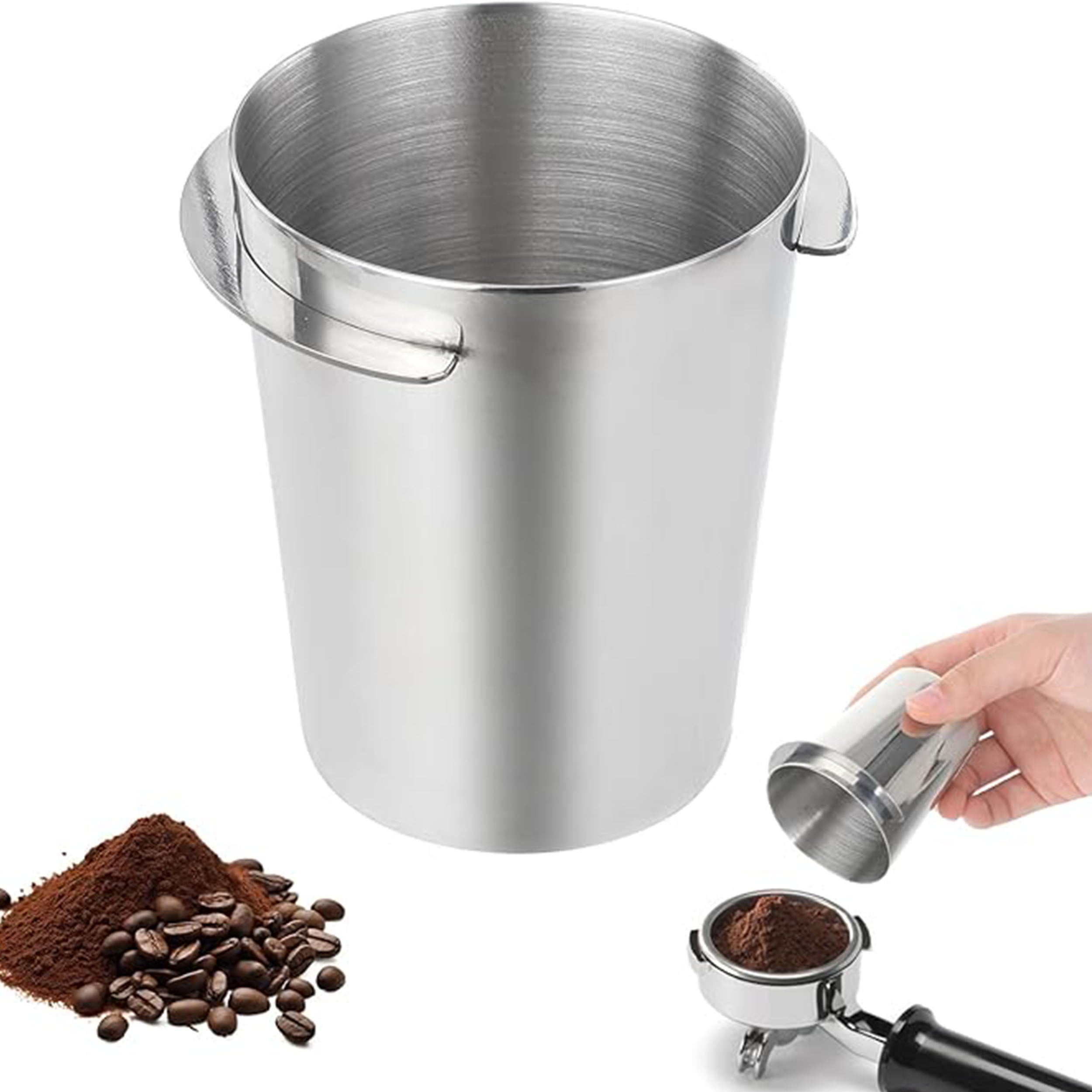 51mm espresso dosing cup compatible with portafilter, stainless steel coffee grounds dosing container for precise espresso preparation