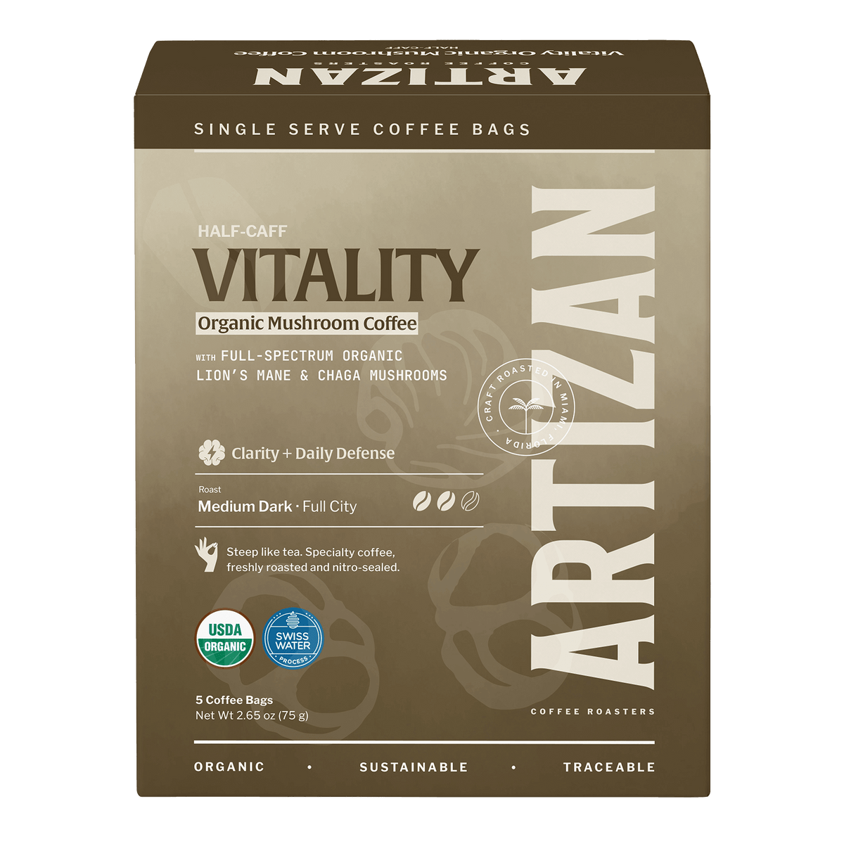 Organic Mushroom Coffee single-origin specialty coffee singles 5-pack