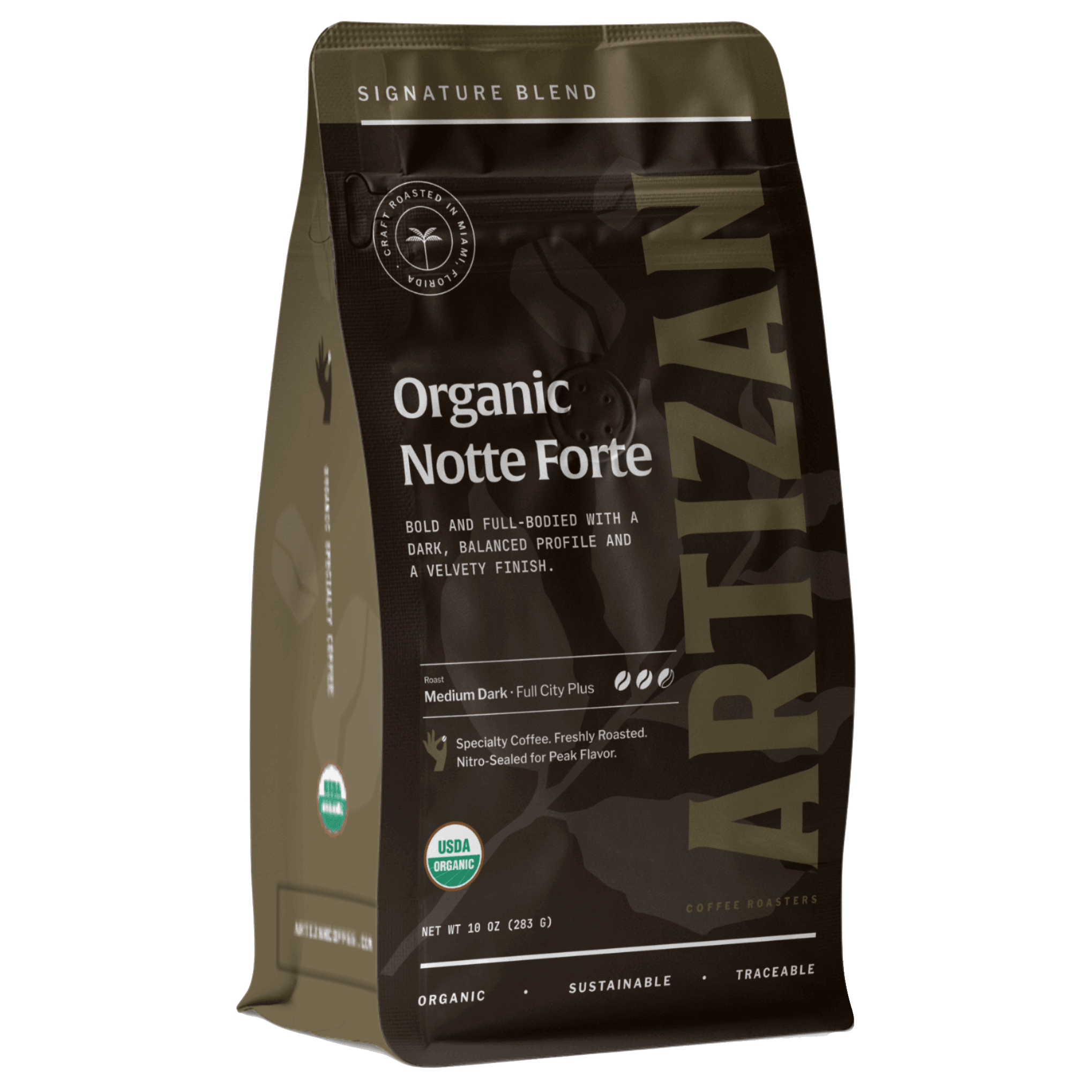artizan organic Nottee Forte organic whole bean coffee 3D