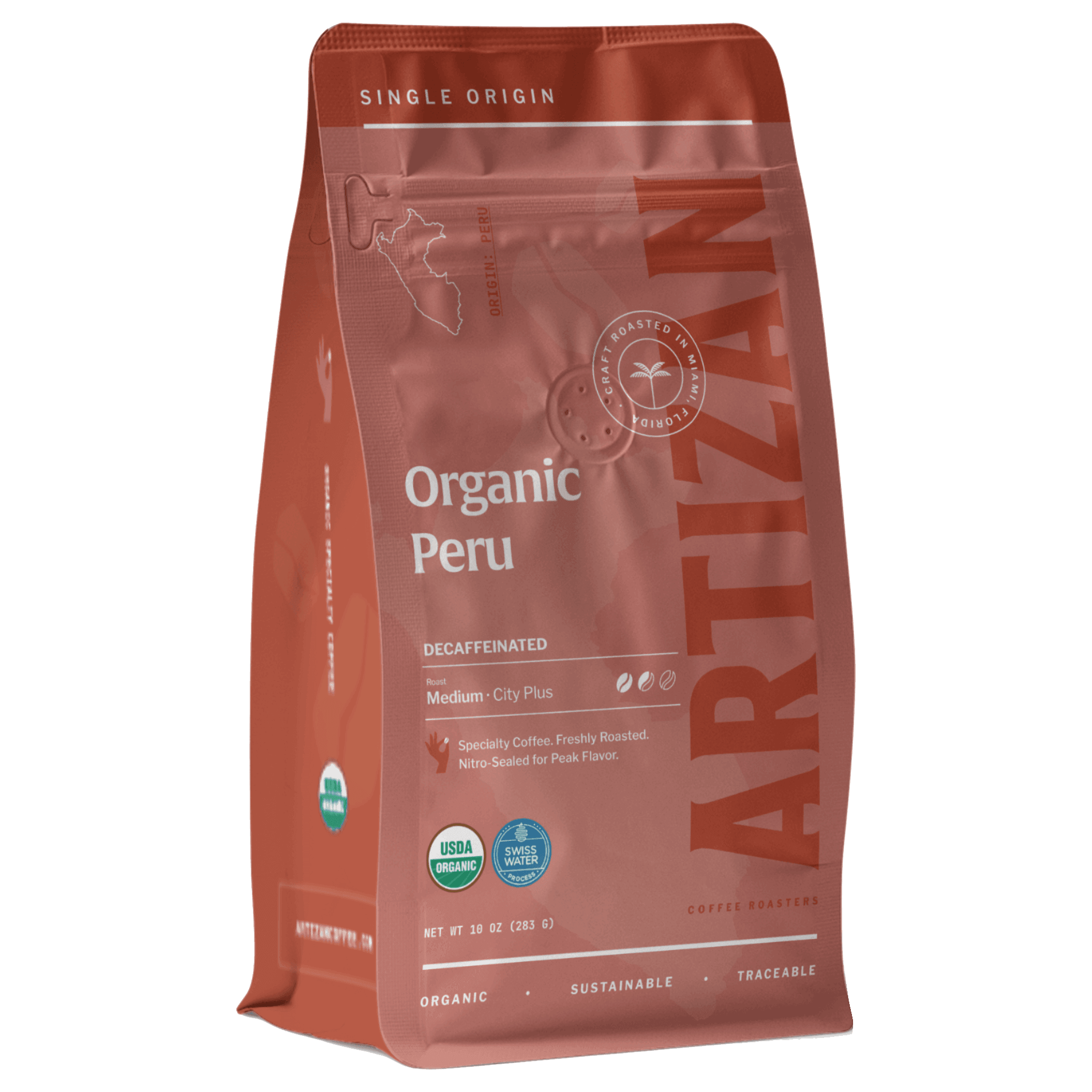 artizan organic Peru Decaf organic whole bean coffee 3D