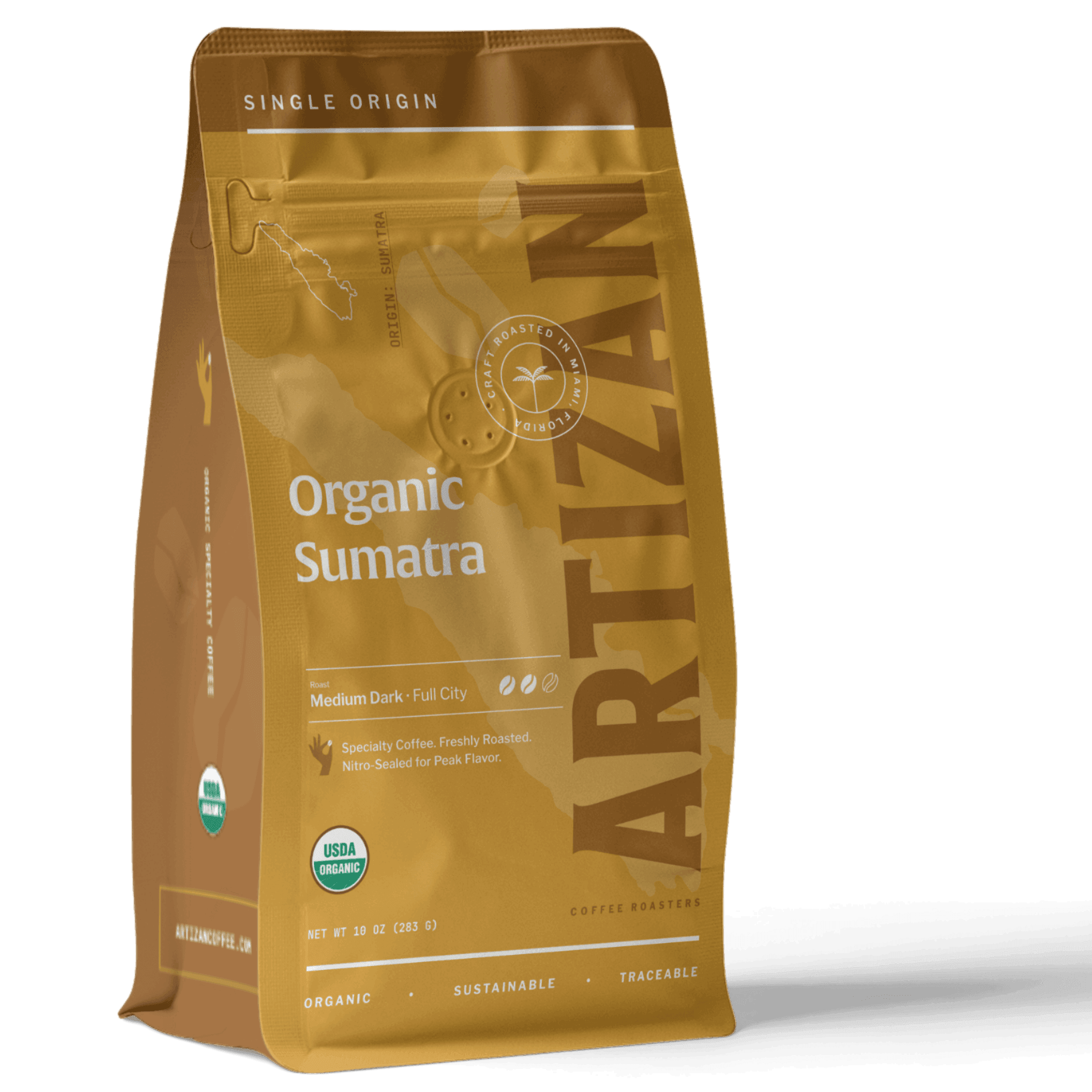 artizan organic Sumatra organic whole bean coffee 3D