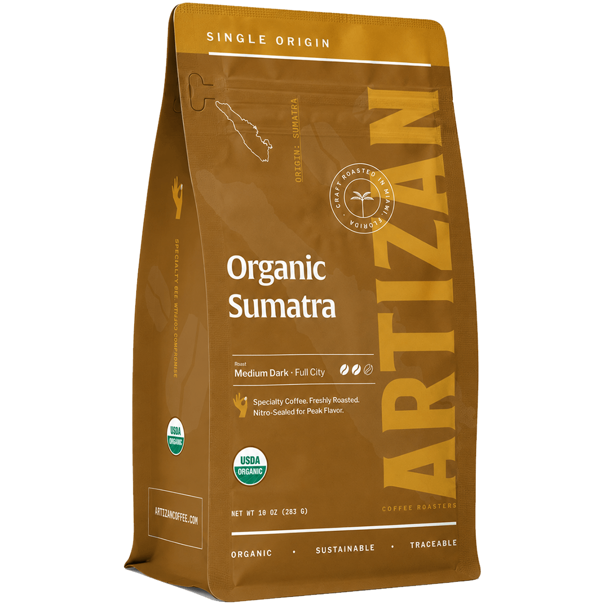artizan organic Sumatra organic whole bean coffee 3D