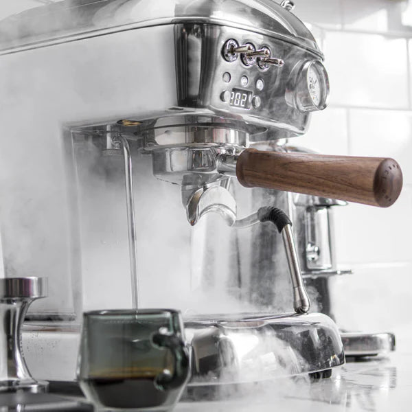 DIsplay of Ascaso Dream PID Espresso Machine with some smoke on it