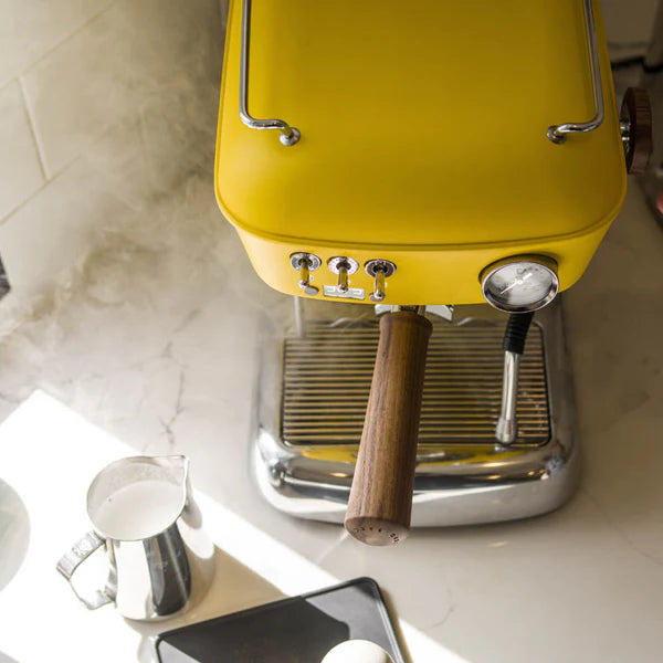 Top view of the Yellow Ascaso Dream PID Espresso Machine