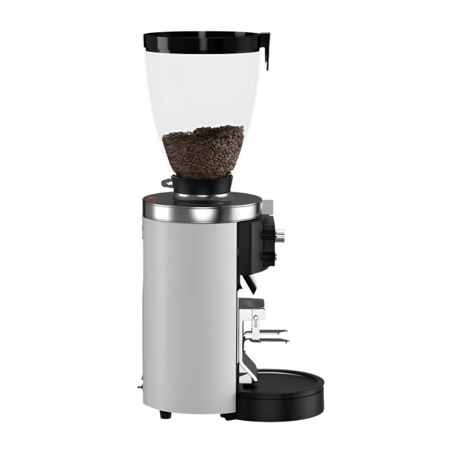 Full right side image of white variant Mahlkonig E65S GbW Espresso Grinder
