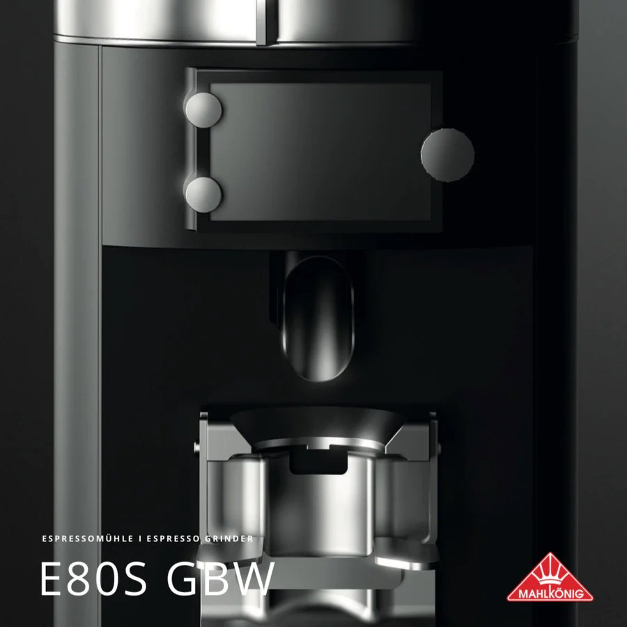 Close-up front look of Mahlkonig E80S GBW Espresso Grinder
