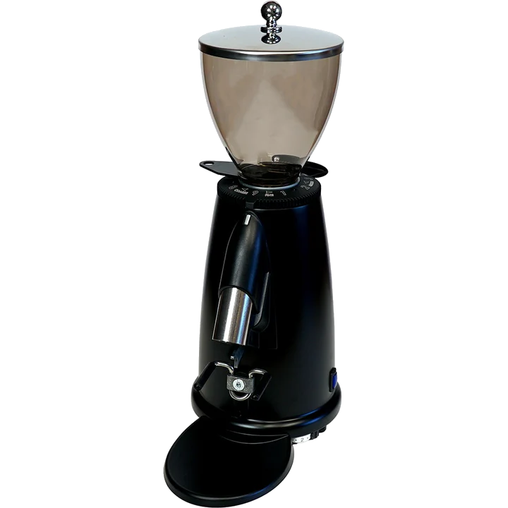 An image of Elektra MSD Cofffee Grinder - Black with clear container on a white background.