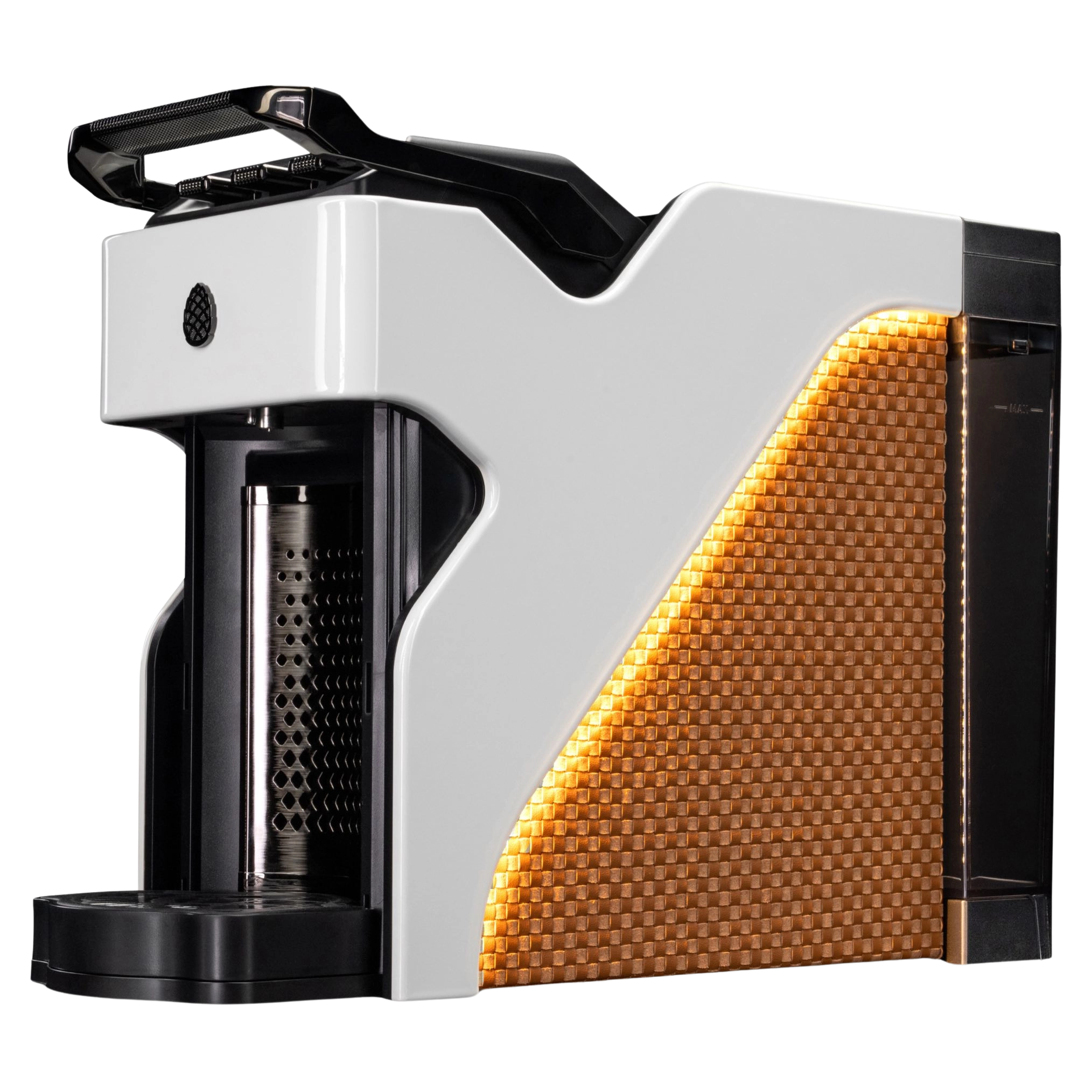 Milton Coffee Line1 Nespresso Compatible Brewer in Glacier & Saddle– three-quarter view
