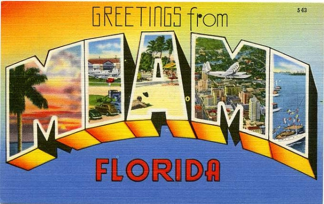 An image showing the text Greetings from Miami Florida.
