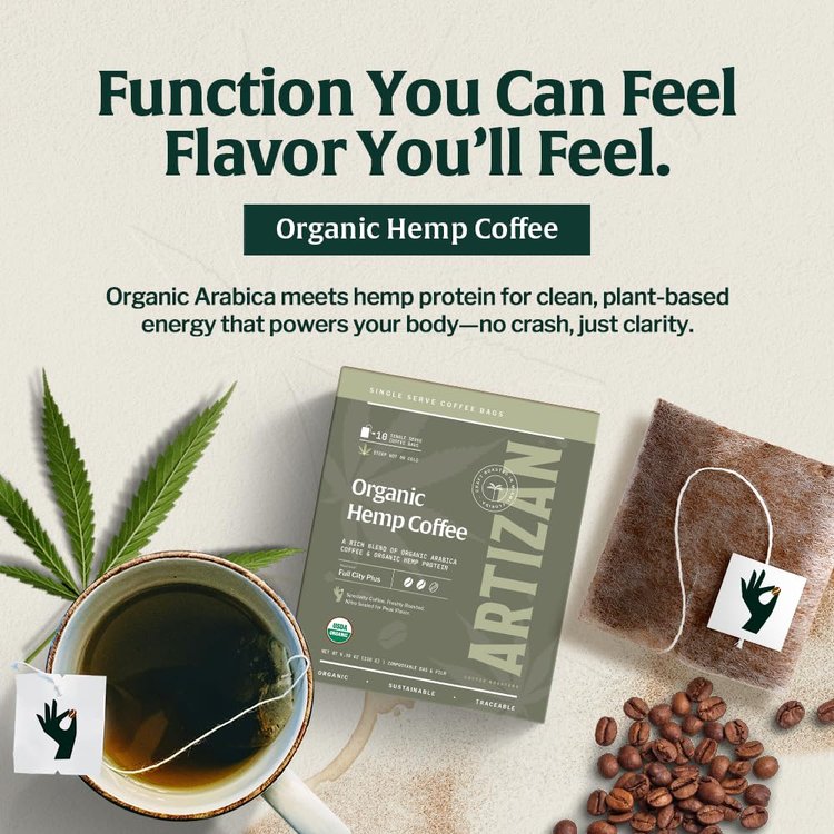 Organic Hemp Coffee Sachets Espresso - Flavors, plant-based energy that powers your body