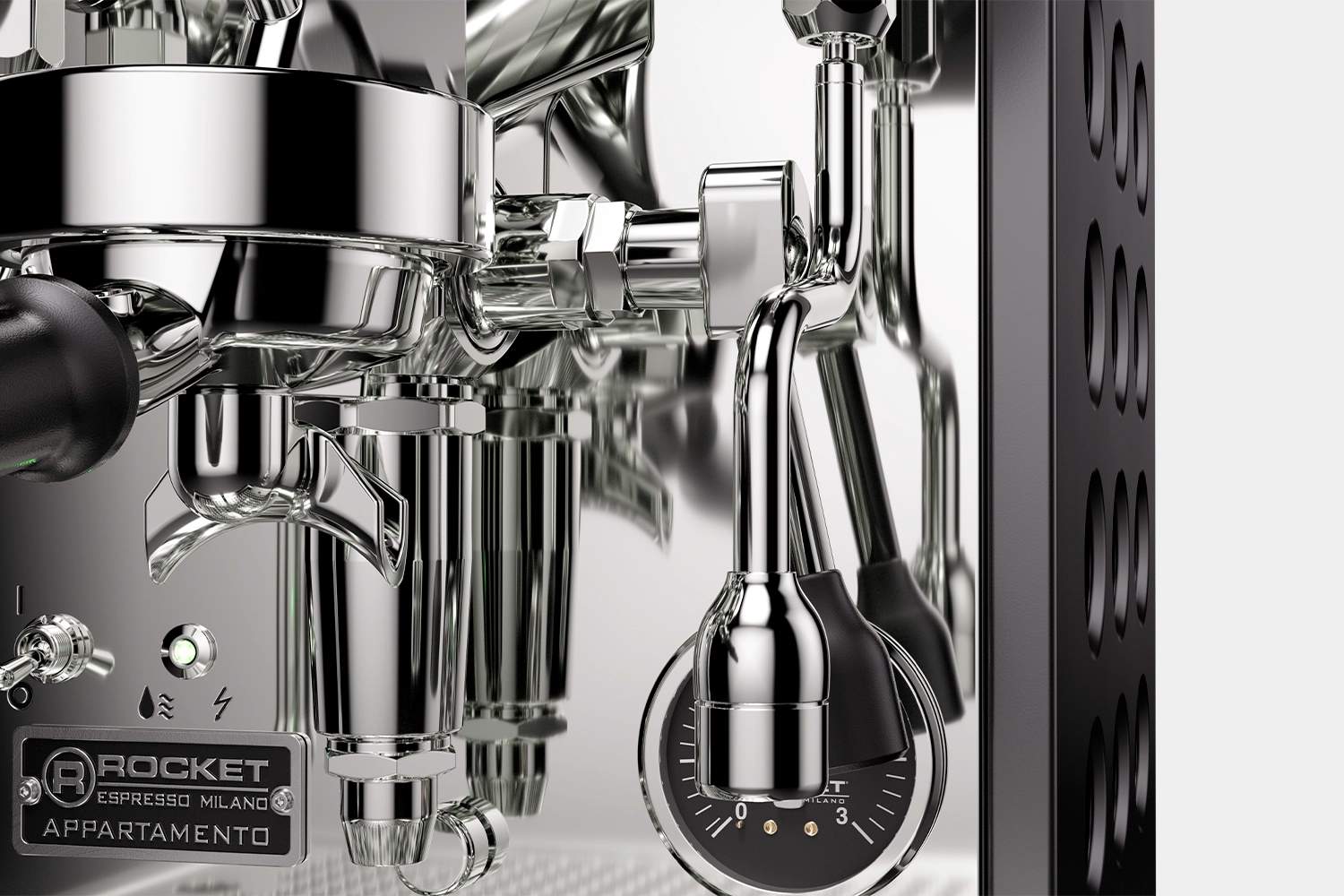 Close-up of Rocket Espresso Appartamento TCA with visible brand name