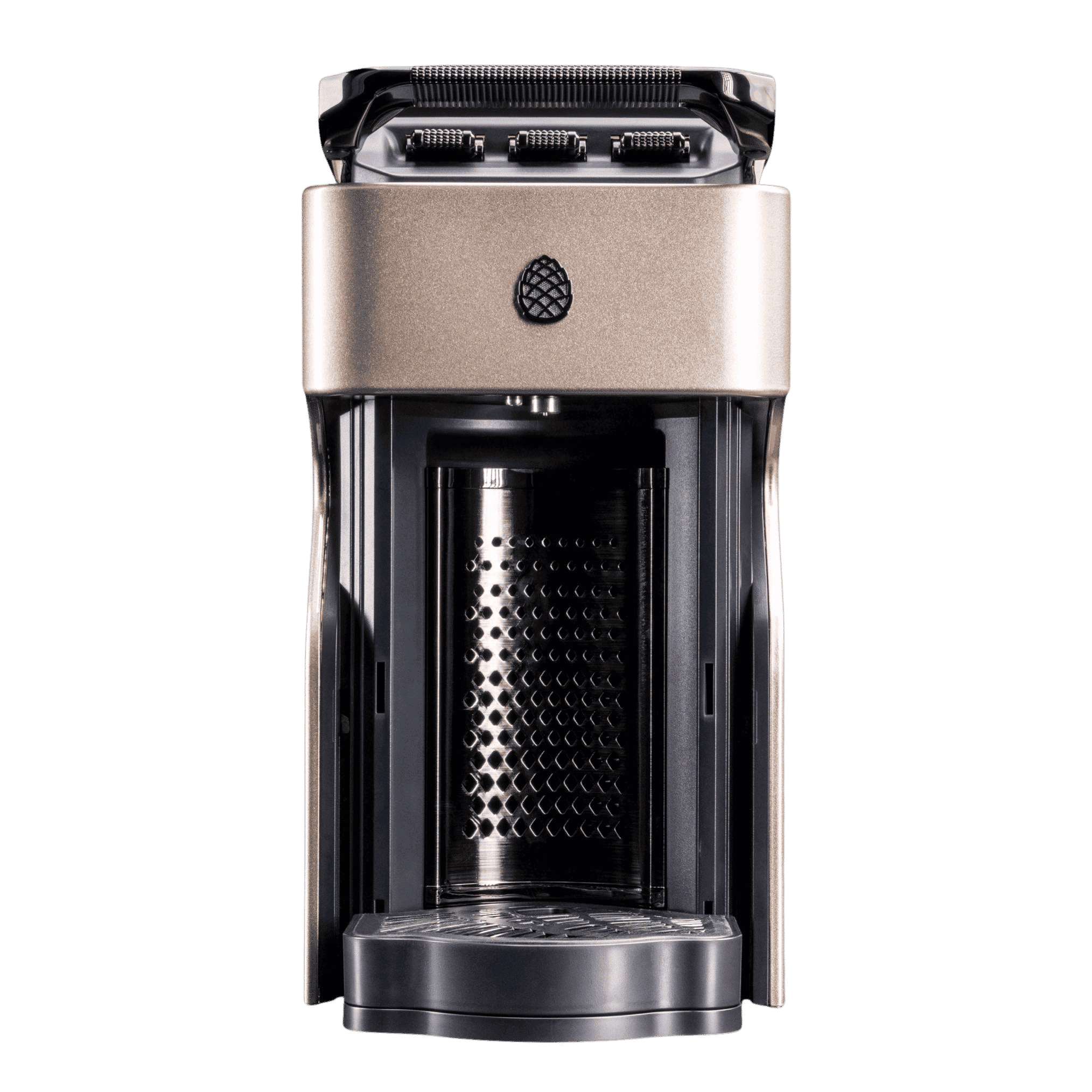 Line1 Espresso and Coffee Machine in Champagne and Onyx – front view on white background