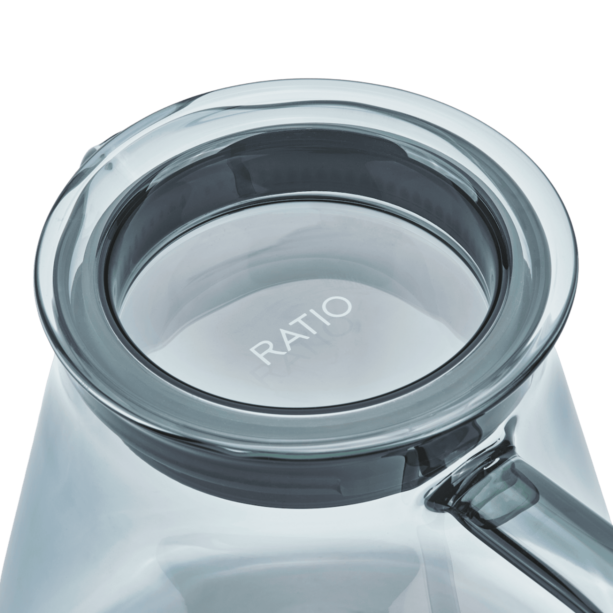 Ratio Four Coffee Machine by Ratio coffee machine in black with clear glass brew head and etched Ratio logo.